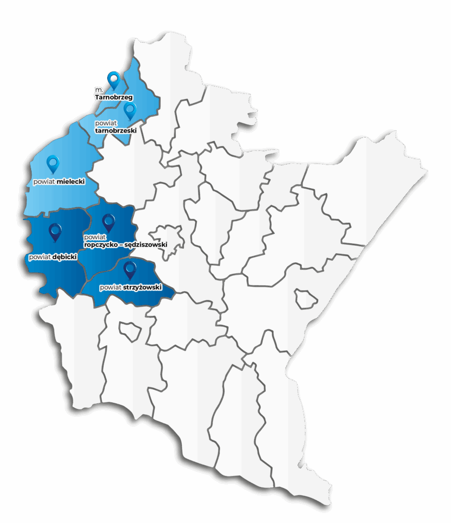 Mapa powiatów województwa podkarpackiego
